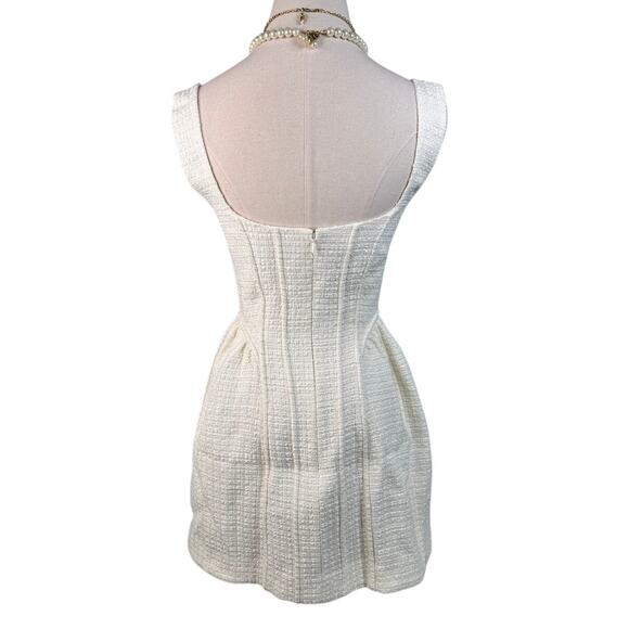 Self-Portrait Tweed Bouclé Corset Mini Dress Cream bride bridal size US 2 UK 6 - Picture 8 of 12